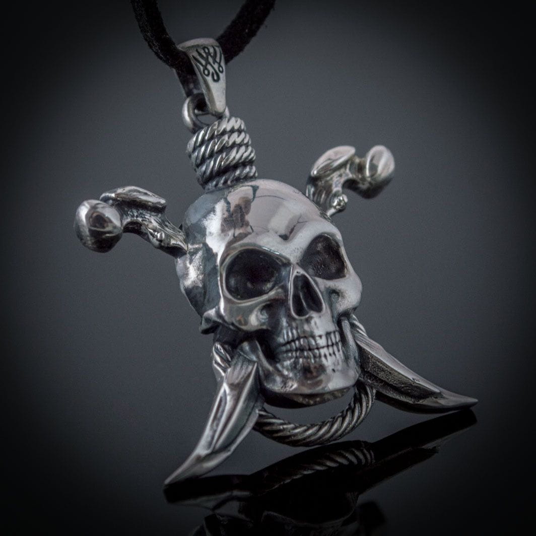 Hangman's Skull Silver Pirate Pendant-Pirate Clothing Store