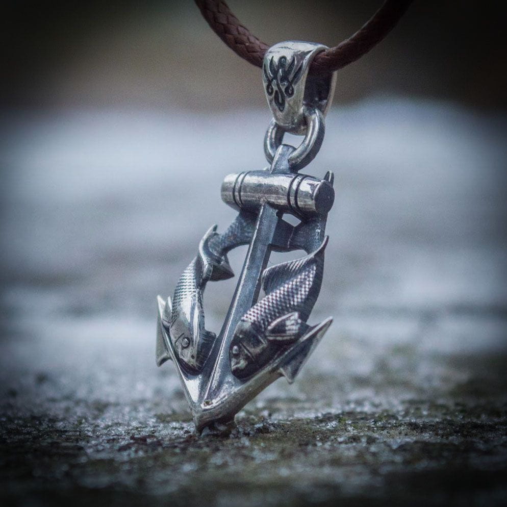 Anchor and Darting Bream Silver Pendant-Pirate Clothing Store