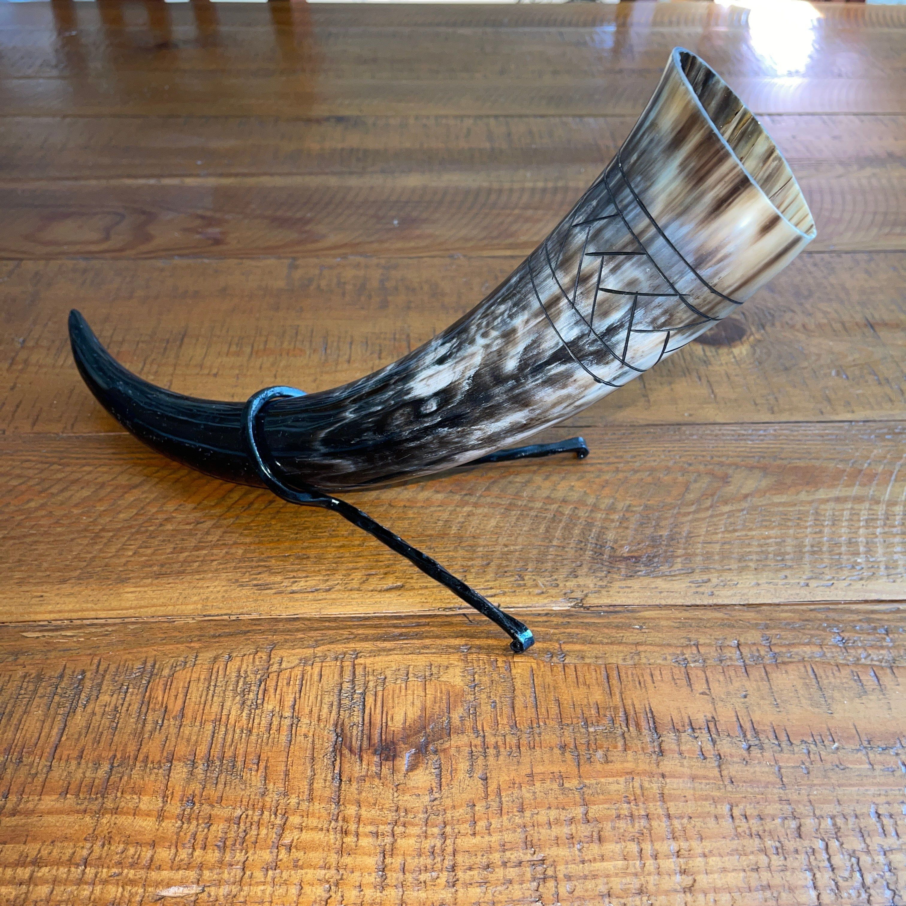 Pirate Drinking Horn with Belt Loop and Iron Stand - Scale Pattern-Pirate Clothing Store