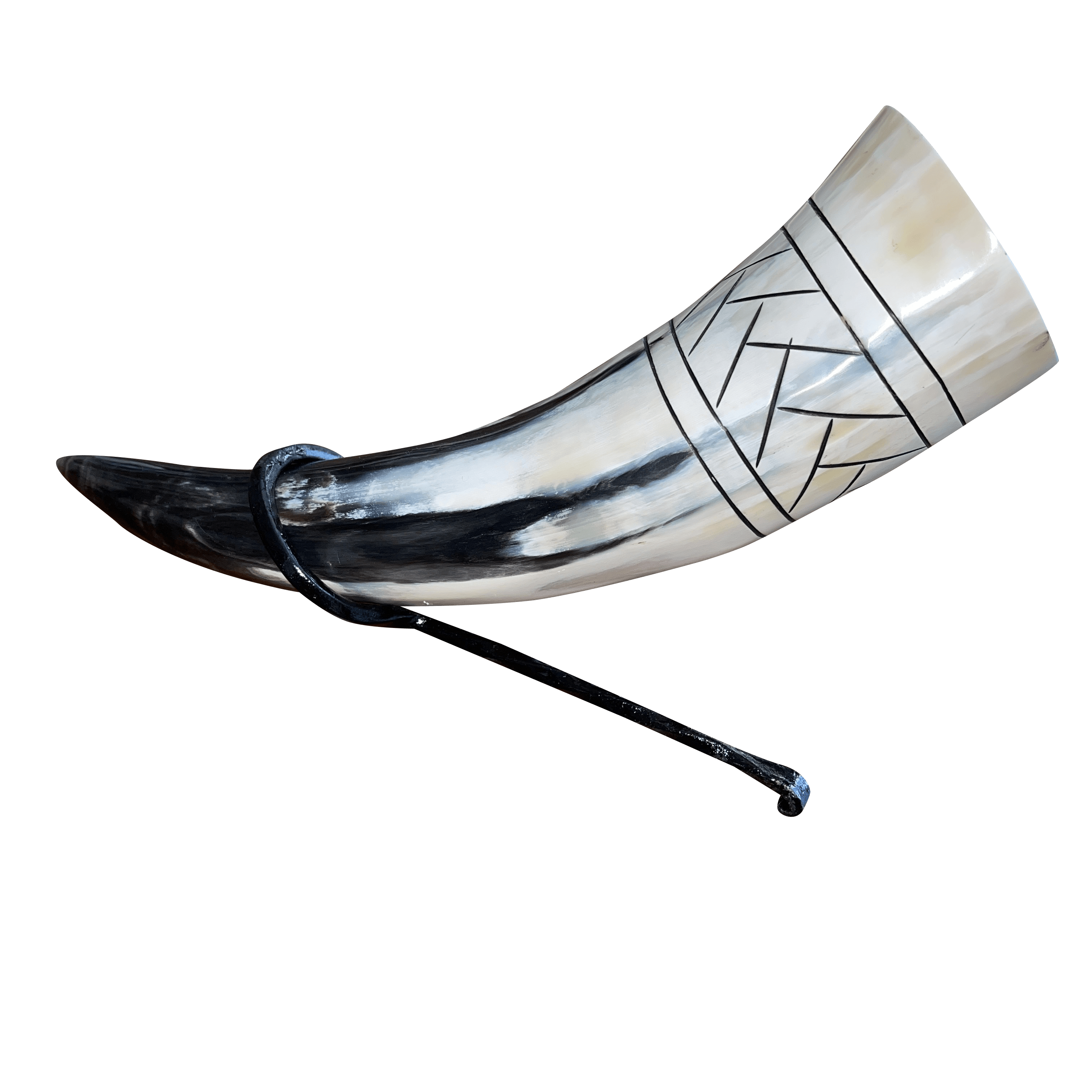 Pirate Drinking Horn with Belt Loop and Iron Stand - Scale Pattern-Pirate Clothing Store