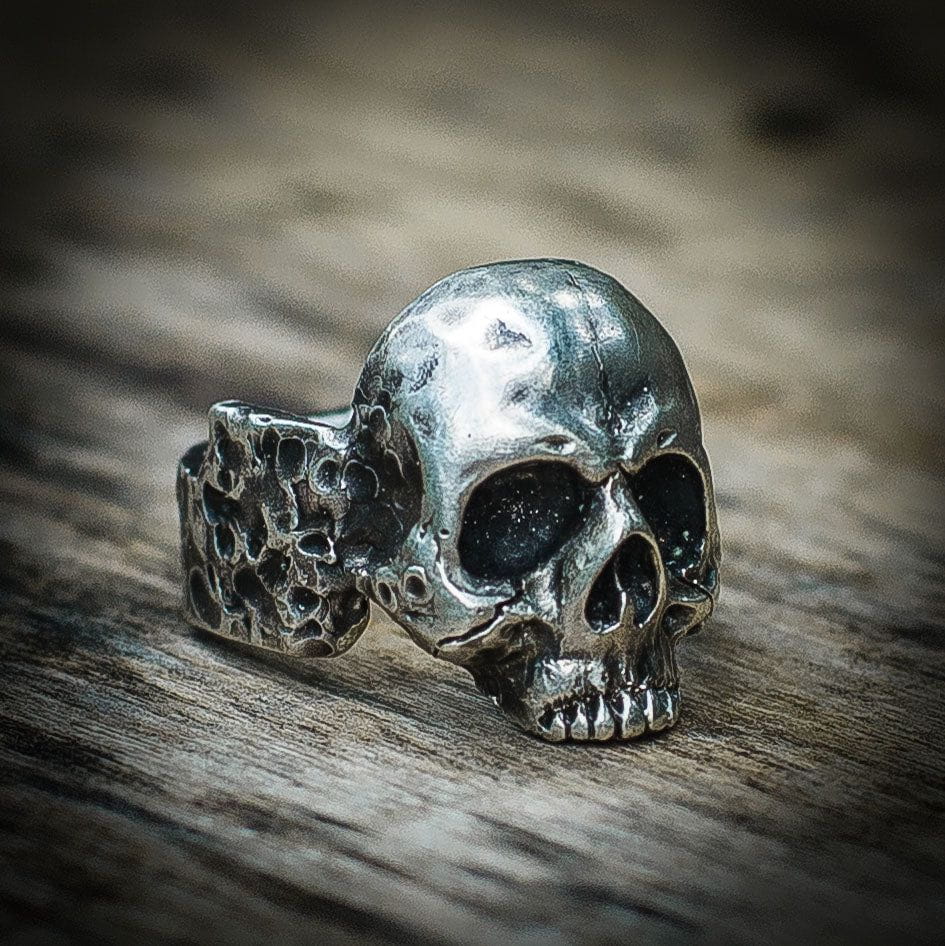 Dead Man’s Skull Sterling Silver Ring-Pirate Clothing Store