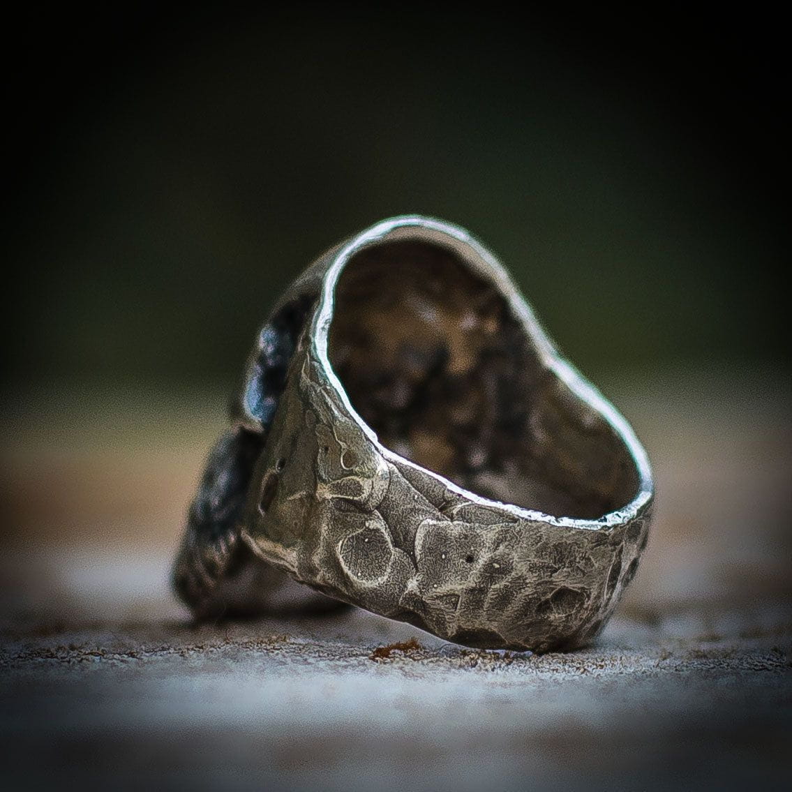 Bearded Skull Sterling Silver Ring-Pirate Clothing Store
