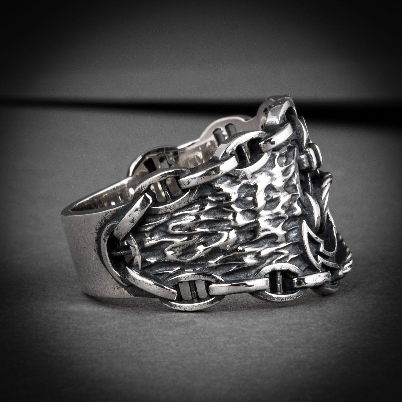 Pirate Rope and Anchor Solid Silver Ring-Pirate Clothing Store
