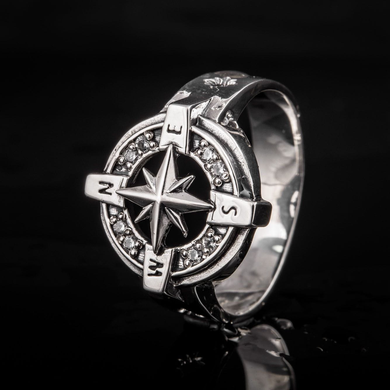 Sterling Silver Pirate Compass Ring-Pirate Clothing Store