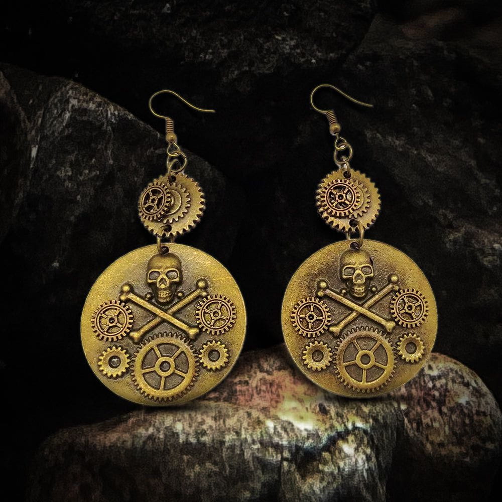 Steampunk Pirate Earrings in bronze finish