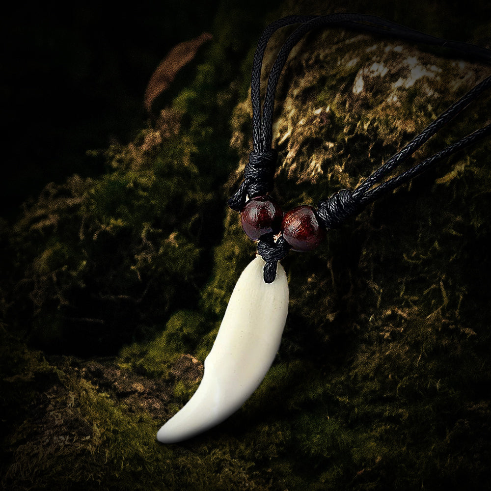 Wolf Fang Pirate Pendant finished in faux bone white
