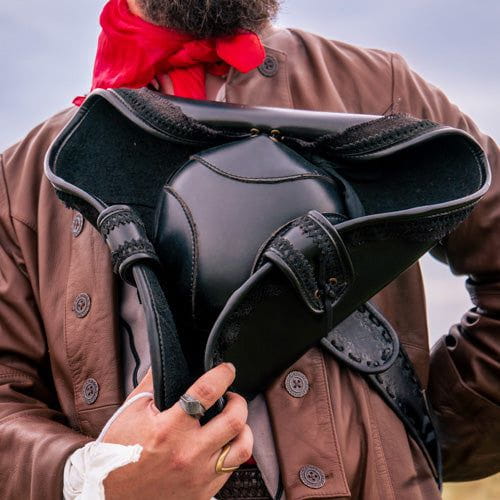 Black Faux Leather Pirate Hat-3-Viking Warrior