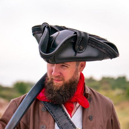 Black Faux Leather Pirate Hat