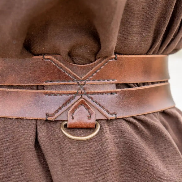 Brown Pirate Belt | Twin Strap Faux Leather Waist Belt