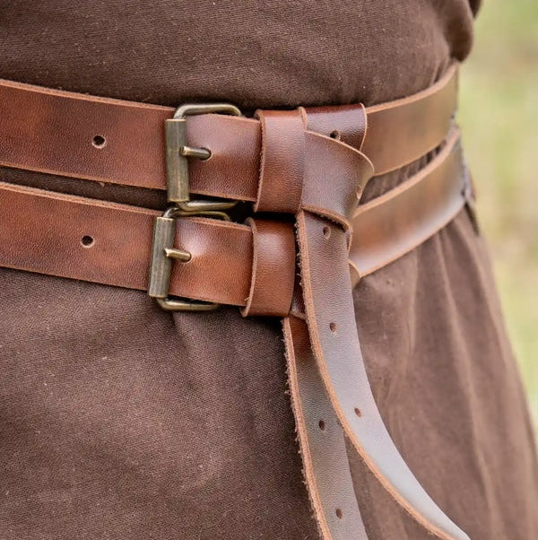 Brown Pirate Belt | Twin Strap Faux Leather Waist Belt