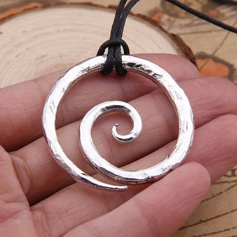 Silver Pirate Spiral Pendant Necklace