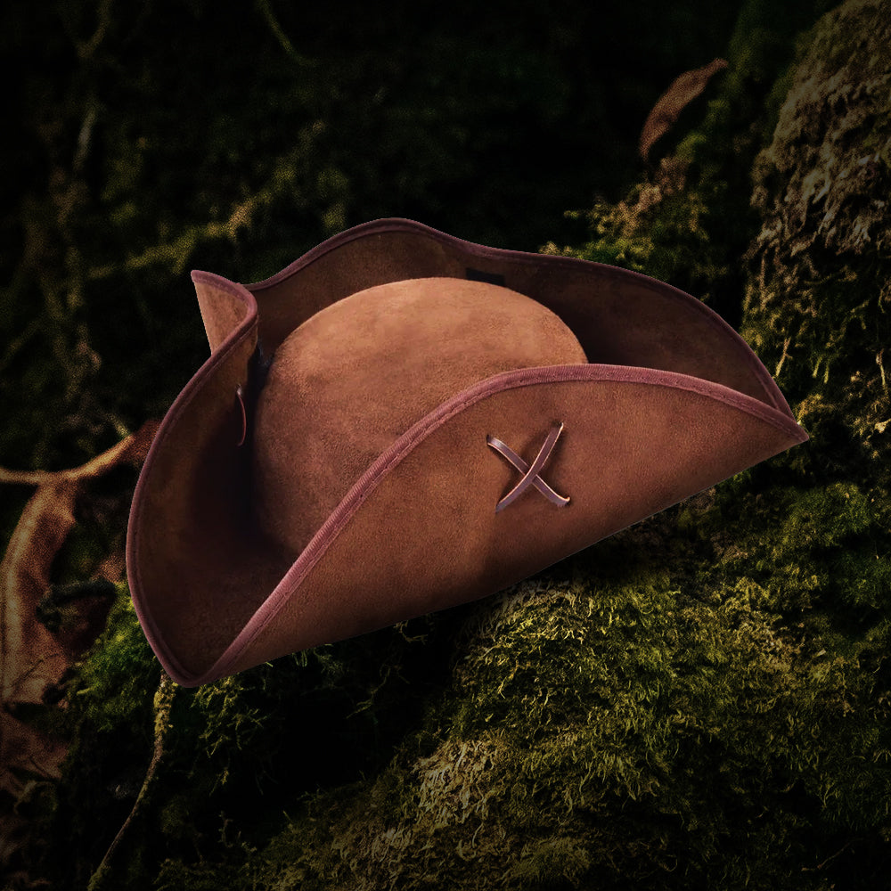 Pirate Tricorn Hat in Brown or Black