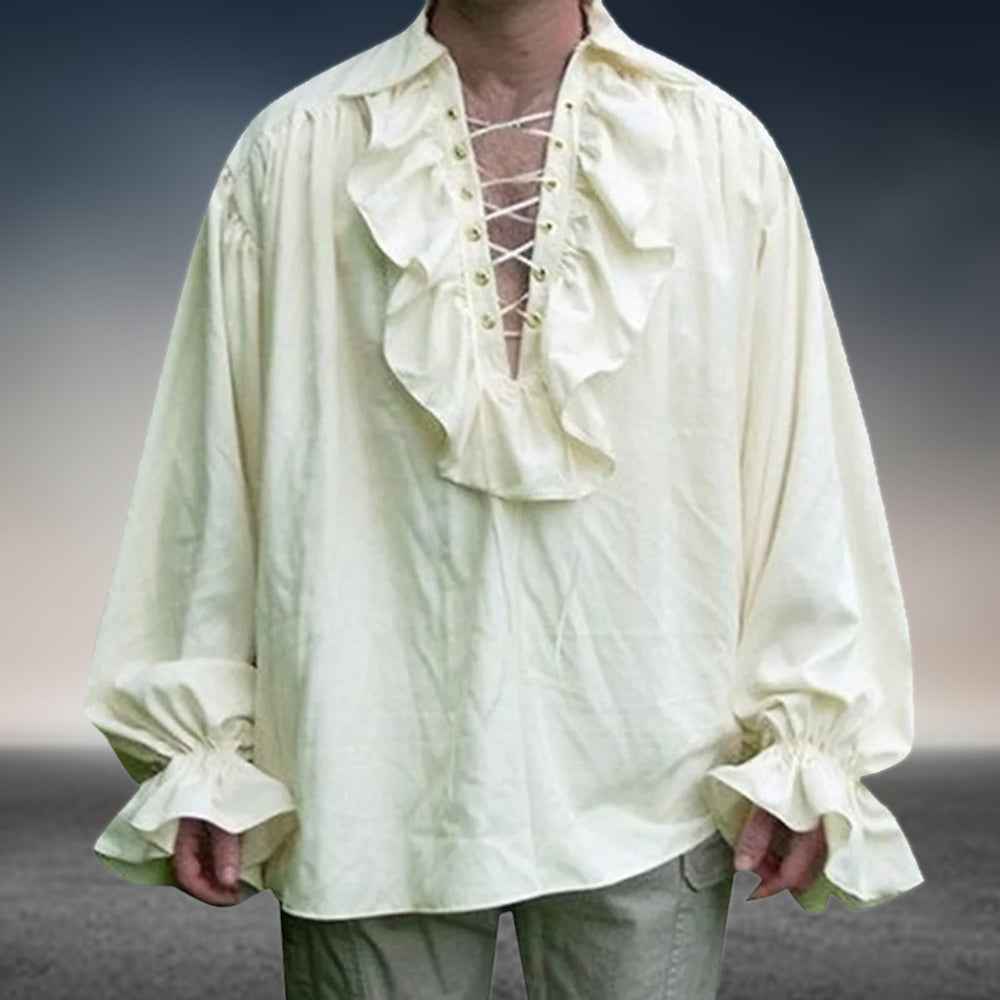 Ruffled Long Sleeve Lace-Up Pirate Shirt