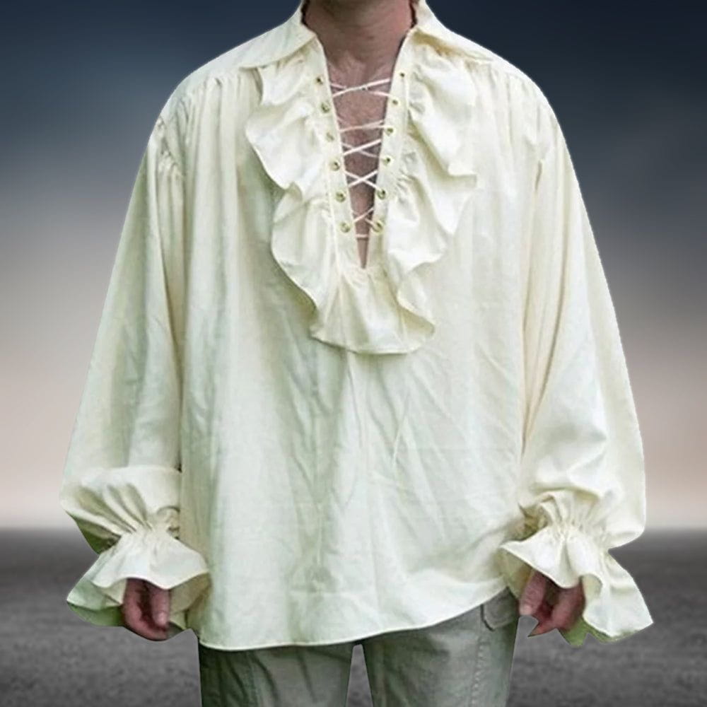GRACEART Middeleeuws victoriaans piratenhemd, elegant shirt met lange mouwen, gothic steampunk mannenhemd, zwart, L GRACEART Middeleeuws victoriaans piratenhemd, elegant shirt met lange mouwen, gothic steampunk mannenhemd, zwart, L