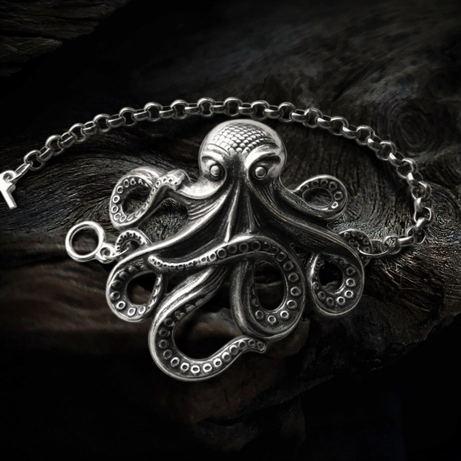 Antique Octopus Bracelet in silver finish