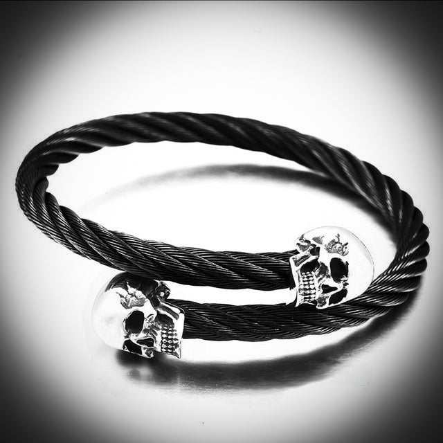 Double Skull Filigree Bracelet in Black