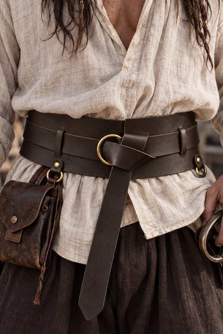 Brown Pirate Weapons Belt | 2-in-1 Detachable Leather Design