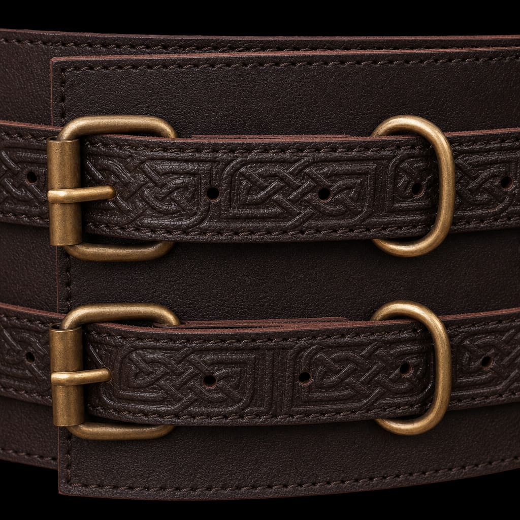 Brown Pirate Thick Leather Double Weapons Belt