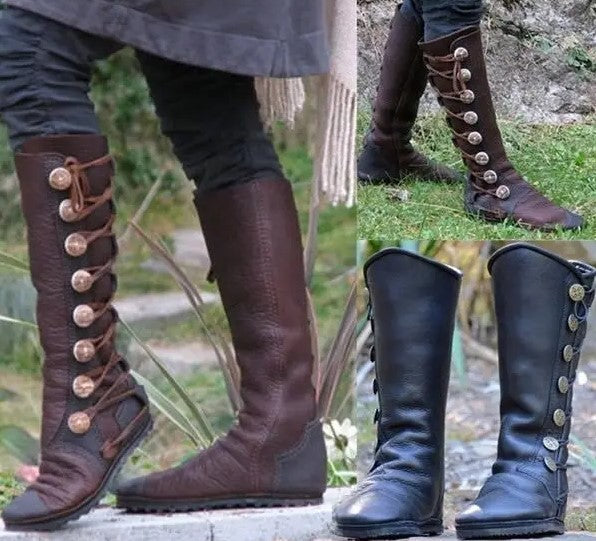 Pirate Boots - Lace Up Mid-Calf Forest Style