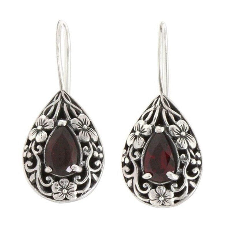 Garnet Norse Teardrop Earrings-Pirate Clothing Store