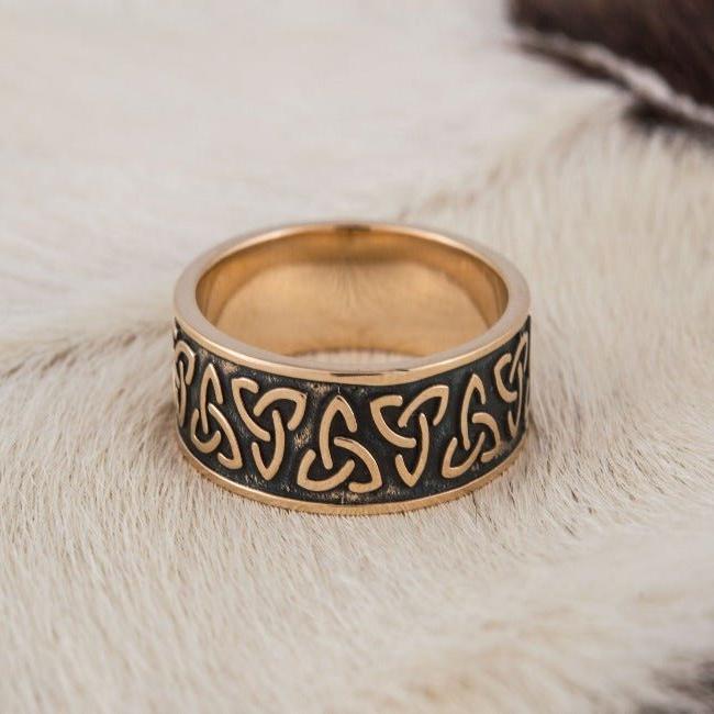 Handcrafted Bronze Pirate Ring | Triquetra Norse Design-Pirate Clothing Store