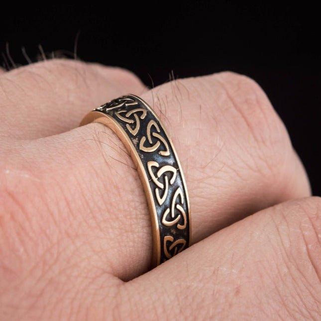 Handcrafted Bronze Pirate Ring | Triquetra Norse Design-Pirate Clothing Store