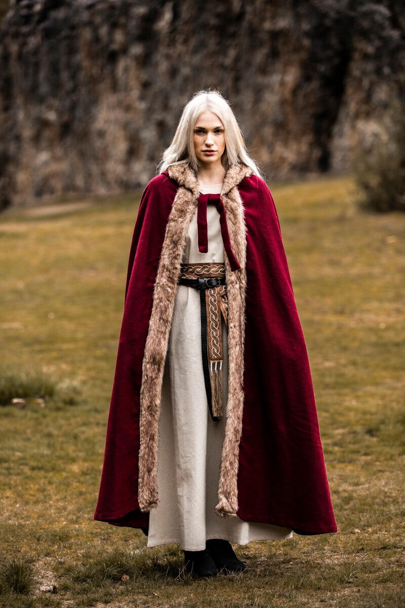 Red Pirate Cape | Hooded with Faux Fur Trim