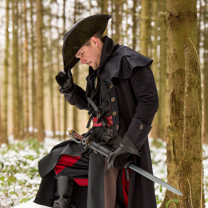 Master and Commander Pirate Overcoat in Black Canvas