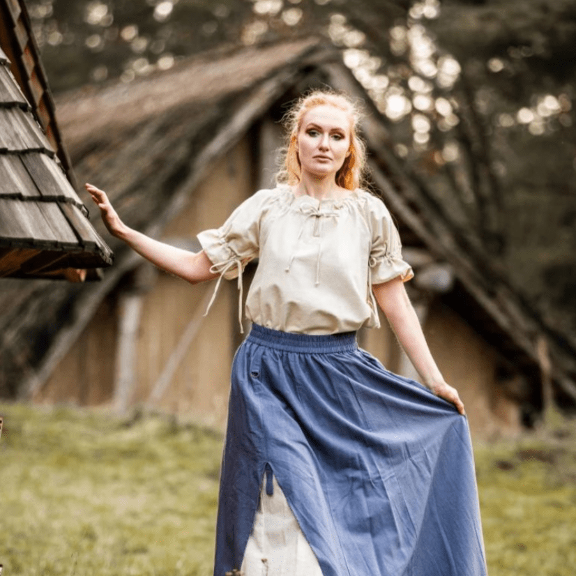 Natural Cotton Short Sleeve Pirate Blouse | Straight Cut-Pirate Clothing Store