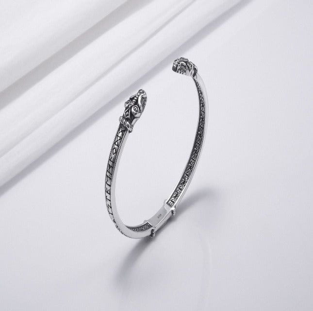 Old Norse Jormungandr Pirate Bracelet | Engraved Elder Futhark Runes-Pirate Clothing Store