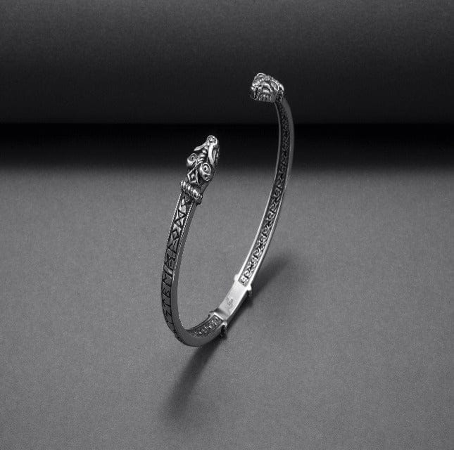 Old Norse Jormungandr Pirate Bracelet | Engraved Elder Futhark Runes-Pirate Clothing Store