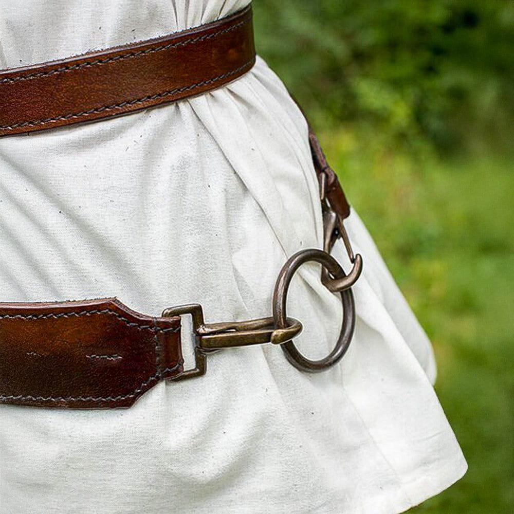 close up of sword belt holding ring
