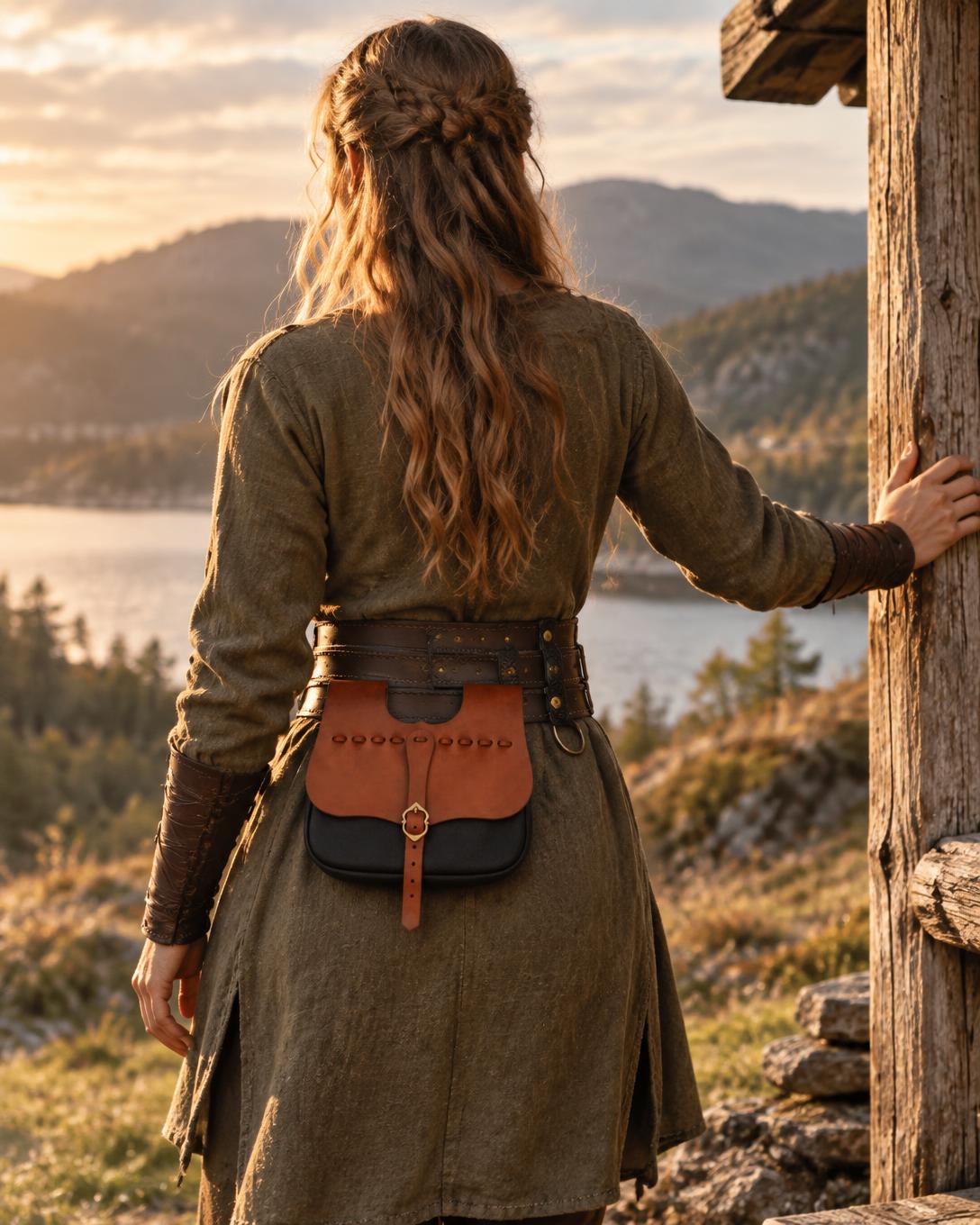 Brown & Black Pirate Belt Bag | Handmade Leather