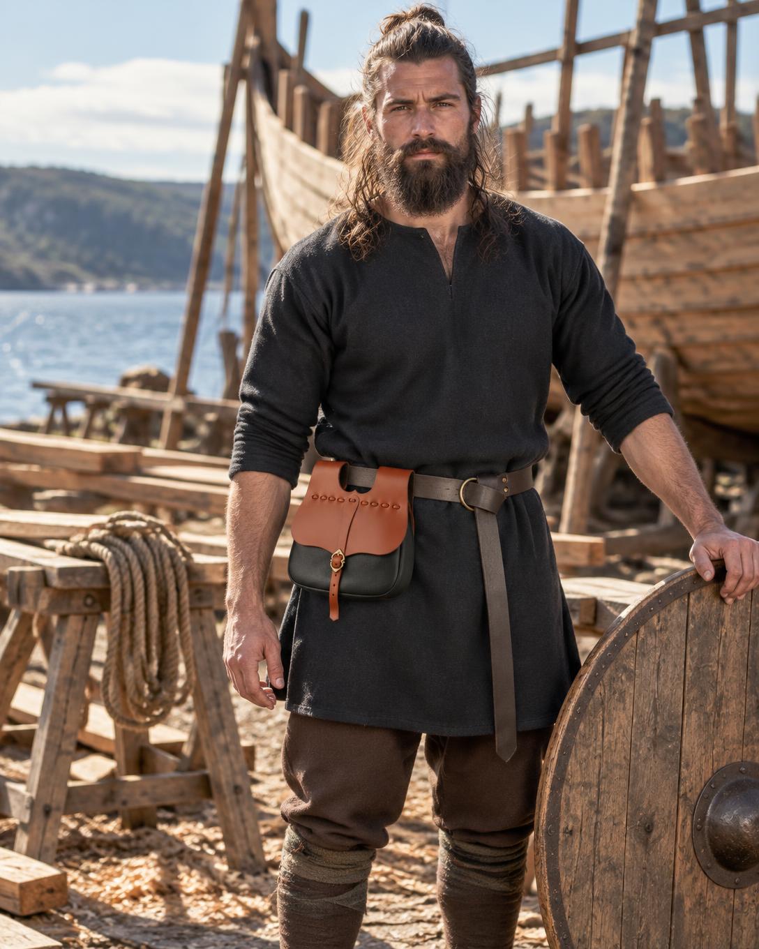 Brown & Black Pirate Belt Bag | Handmade Leather