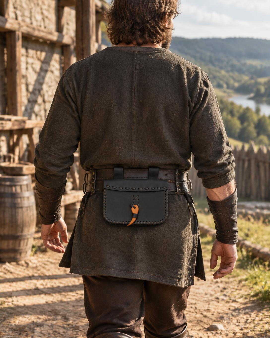 Black Pirate Belt Bag | Handmade Leather