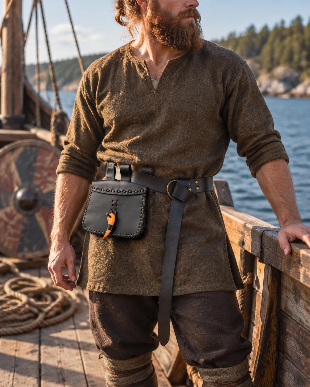 Black Pirate Belt Bag | Handmade Leather