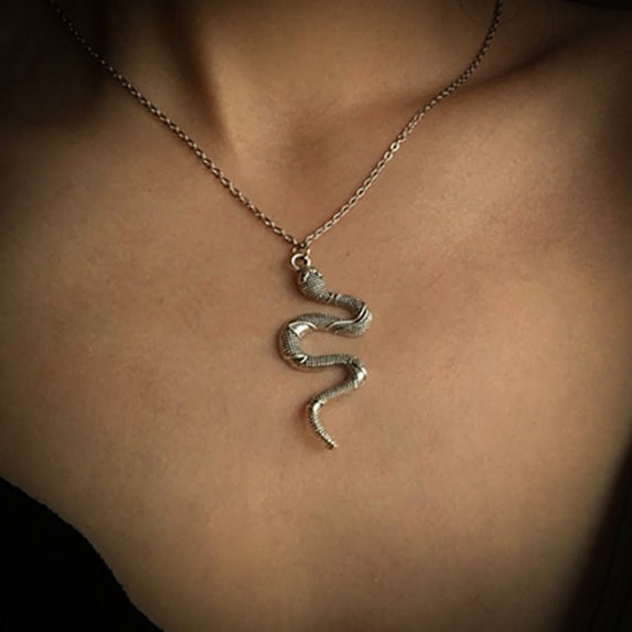 Snake Pendant Necklace on model