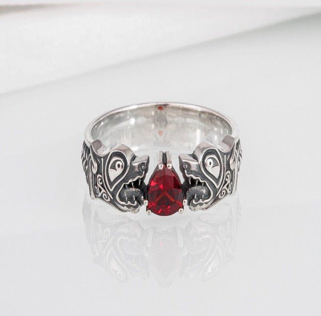 Sterling Silver Old Norse Fenrir Wolf Ring | Custom Pirate Jewelry-Pirate Clothing Store
