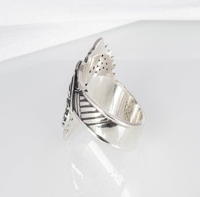 Sterling Silver Old Norse Hati & Skoll Pirate Ring | Custom Pirate Jewelry-Pirate Clothing Store