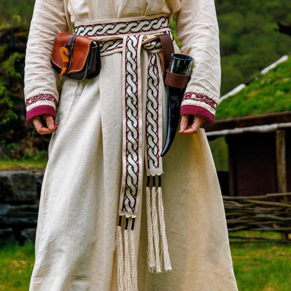 Pirate red cotton tie belt for ladies' dresses, 2 inches wide, 92.5 inches long.