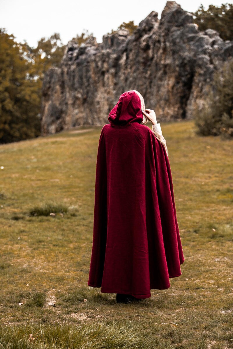 Red Pirate Cape | Hooded with Faux Fur Trim