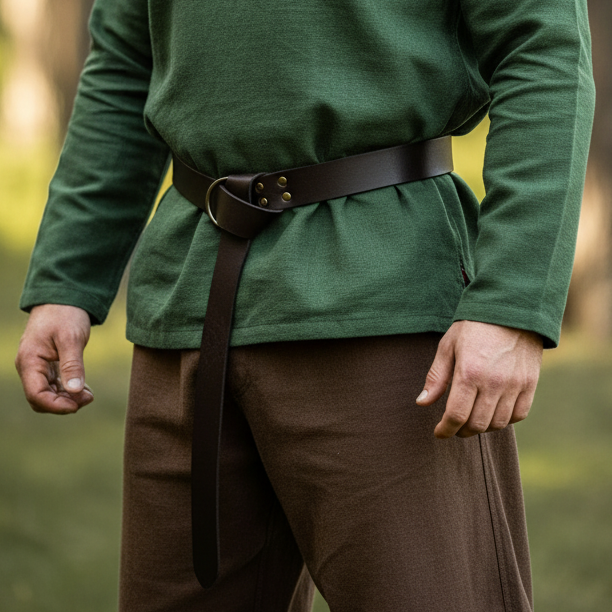 Thick Leather Pirate Belt | Dark Brown with Ring Loop