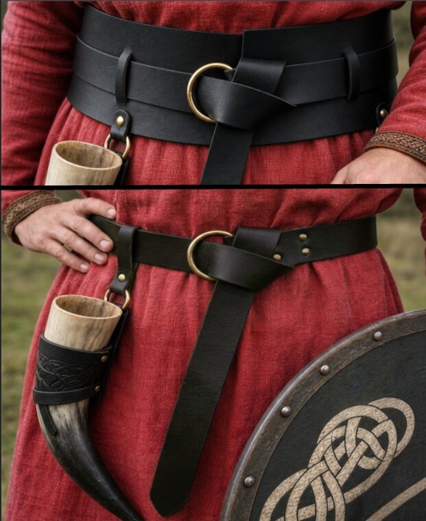 Brown Pirate Weapons Belt | 2-in-1 Detachable Leather Design