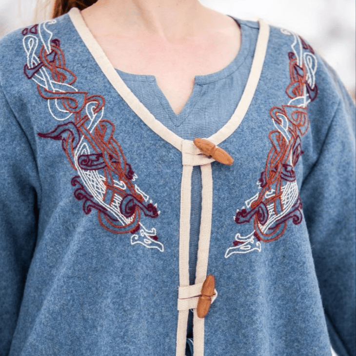 Blue Pirate ladies coat, side view
