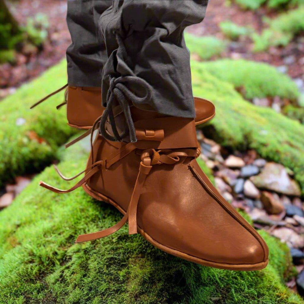 Flat leather sole of a handmade brown Pirate ankle boot