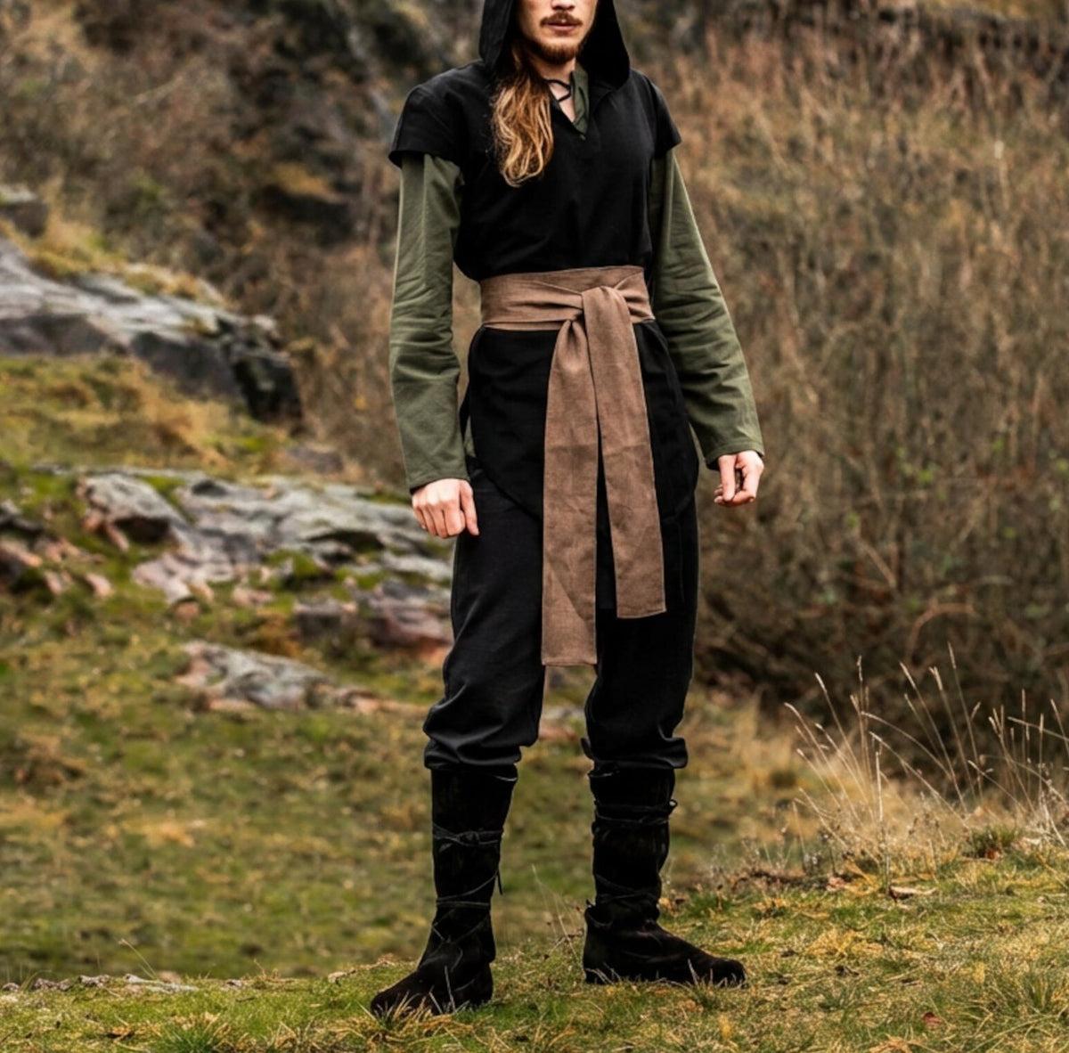 Brown Linen Pirate Sash Belt | Lightweight Unisex Design