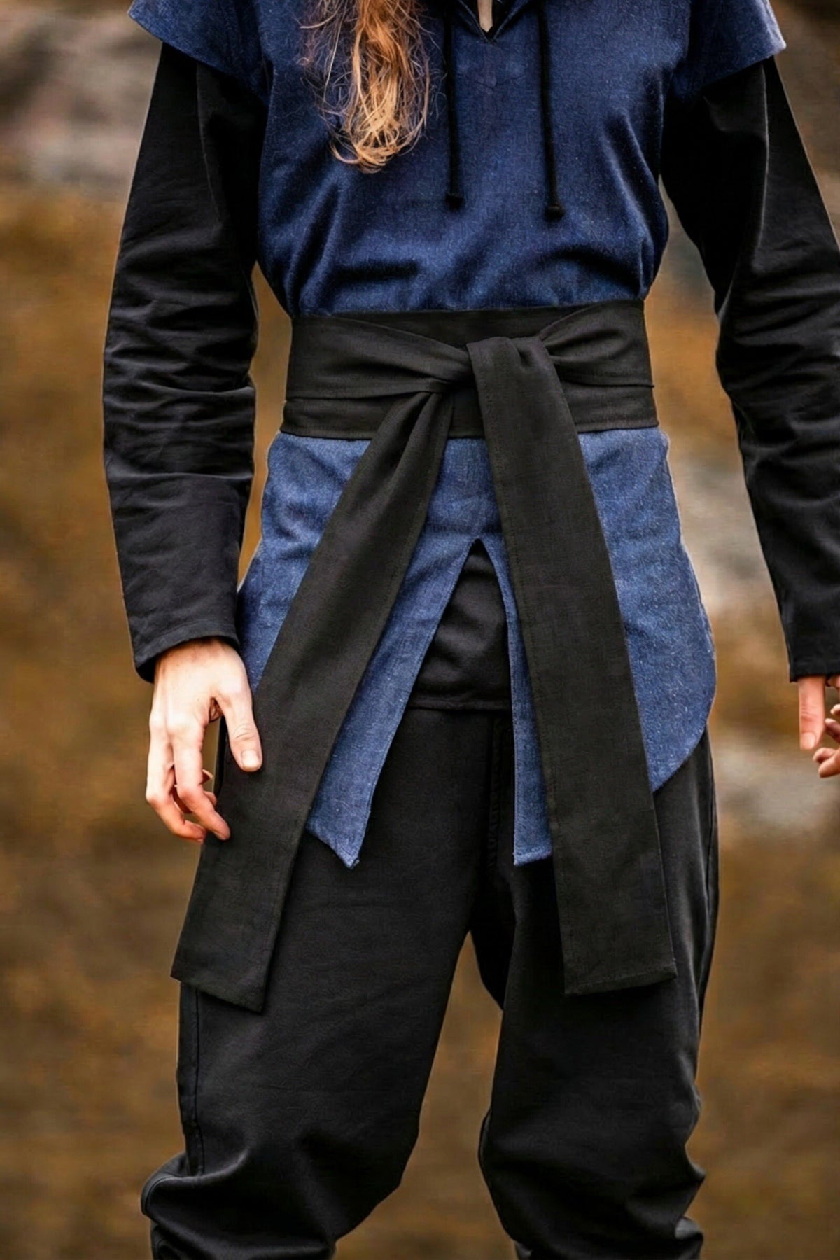 Black Linen Pirate Sash Belt | Unisex for Men & Women