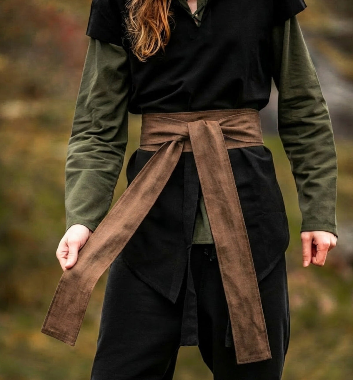 Brown Linen Pirate Sash Belt | Lightweight Unisex Design