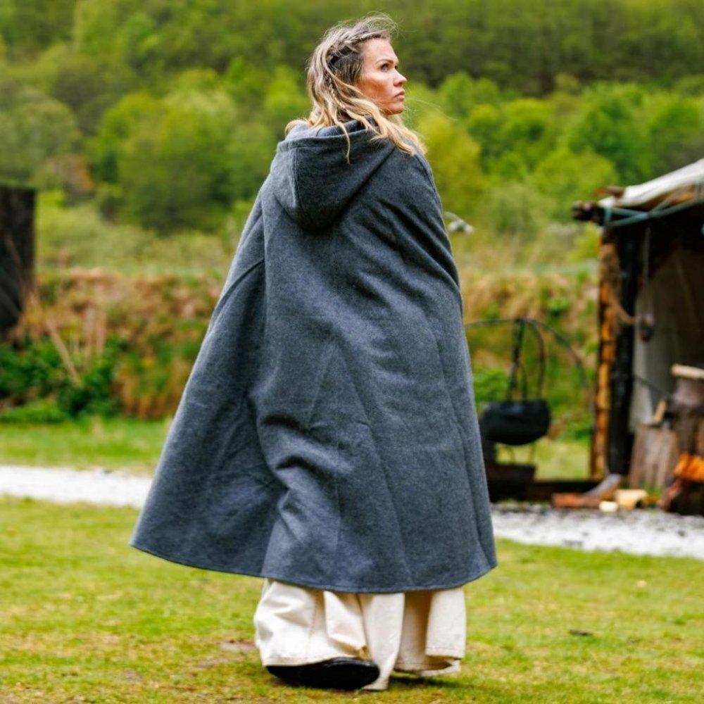 Pirate wool cloak with long buttons down the front