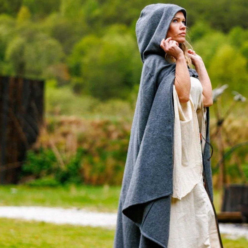 Pirate wool cloak showing full length, back view